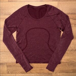 Lululemon Size 8 Swiftly Tech Long-Sleeve Shirt 2.0 Waist Length Sparkle Comfort